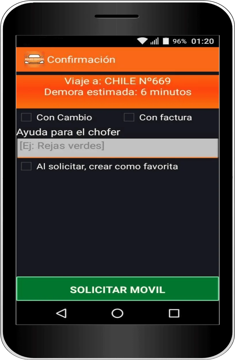 app para Android de Remiseria Centro